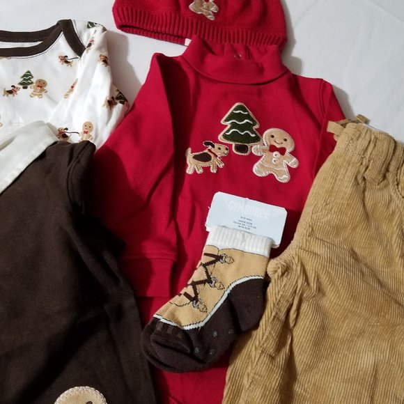 Gymboree Gingerbread Boy 6-12 month Tops, pants, socks 12-18 hat Outfit NWT - Picture 6 of 9